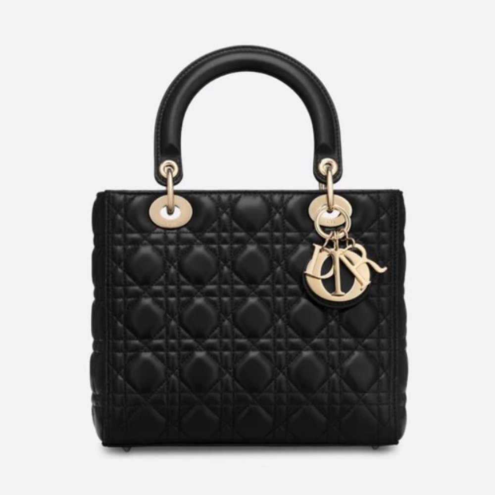 MEDIUM LADY DIOR BAG Black Cannage Lambskin